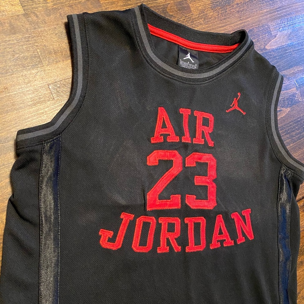 Youth Large Nike Air Jordan Michael #23 Fly Since 1982 Stitched Black Red Jersey